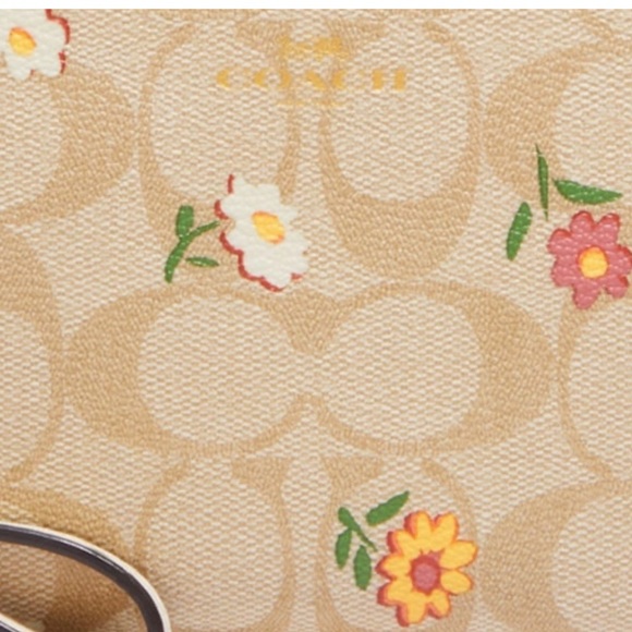 COACH 💖Corner Zip Wristlet In Signature Canvas With Nostalgic Ditsy Print NWT - Picture 5 of 5